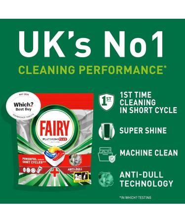 Fairy Platinum Plus Dishwasher Tablets - 42 Bulk Lemon Tablets with Anti-Dull Tech & Rinse Aid - Buy Online on GoSupps.com