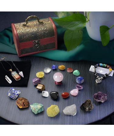 28 Pc Healing Crystals Set: Real Stones Kit for Energy, Meditation, Yoga - Tumbled & Raw Chakra Stones, Crystal Ball, Pendulum, Selenite - Buy Online on GoSupps.com