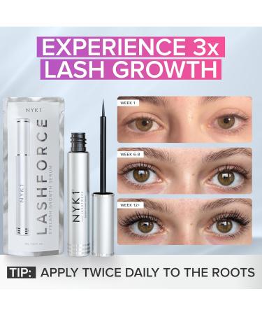 NYK1 CONCENTRATED Lash Serum For Eyelash Growth (3ml) LashForce Eyelash Serum To Grow Lashes Longer And Thicker - Lash Growth Serums For Easy Application And Long Lasting Results For Fuller Eyelashes LashForce (3ml) Lash Gr  - Buy Online on GoSupps.com