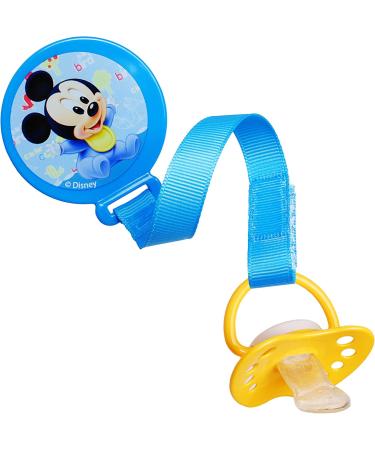 Disney Mickey Mouse Pacifier Chain & Holder - BPA Free Clip with Fabric Band - Blue Toy Holder - Buy Online on GoSupps.com