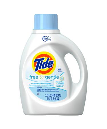 Tide Free & Gentle HE Turbo Clean Liquid Laundry Detergent Pack of 4 Unscented 2.21 L (48 Loads)