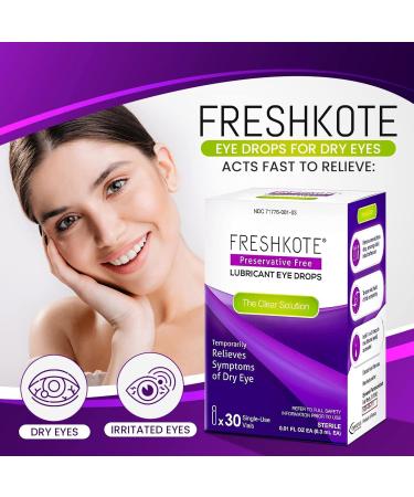 FRESHKOTE Eye Drops for Dry Eyes - 30 Single-Use Vials Preservative-Free Lubricant for Contacts Includes Ammonia-Free Glass Cleaner & Microfiber Cloth - Fast International Shipping - Buy Online on GoSupps.com
