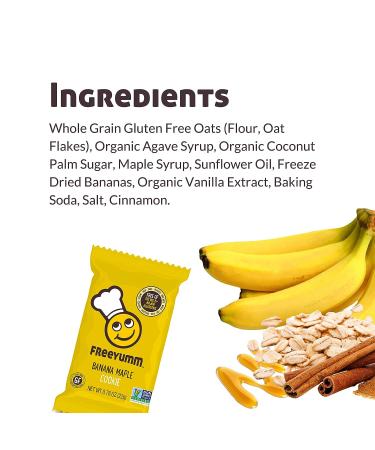 FreeYumm Banana Maple Soft Baked Cookies - Plant Based & Allergy Friendly Snacks - Gluten Free - 21 Individually Wrapped - Buy Online on GoSupps.com