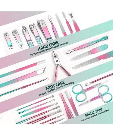 WOAMA 30 in 1 Manicure and Pedicure Kit - Professional Stainless Steel Nail Clippers Set for Women and Men - Rainbow (30 Pieces) - Buy Online on GoSupps.com