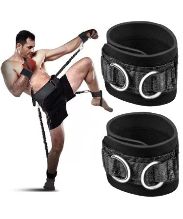 1 pair of fitness foot loops cable train with D-ring padded foot cuffs adjustable ankle straps ankle cuffs for men and women fitness training leg extens