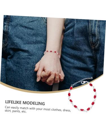SAFIGLE 3pcs Bracelet Chain Bracelets Red Jewelry Copper Bracelet 20X0.7cmx3pcs Red Silverx3pcs - Buy Online on GoSupps.com