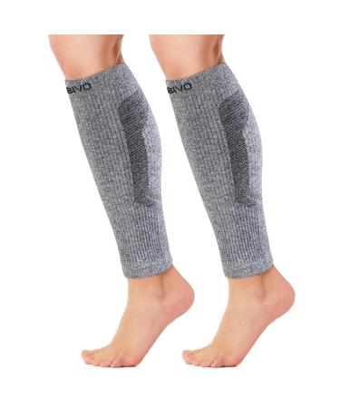 Cambivo Waden compression stockings women men 2 pairs highly elastic calf compression calf bandage to run sport comfortable footless compression socks for everyday life L-XL gray