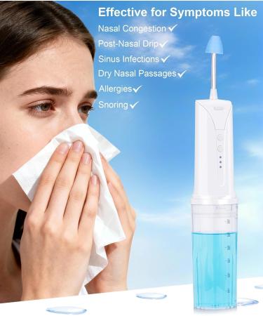 Kaaeiccr Neti Pot Nasal Irrigation System 300ml 2 Flushing Modes USB C Rechargeable for Sinus Relief Allergy Care Portable Nose Washing with Adjustable Flow - Buy Online on GoSupps.com