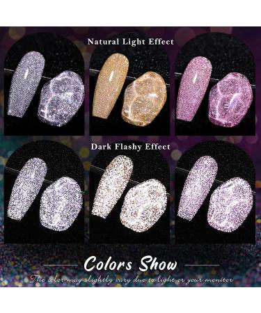 MEET ACROSS Reflective Glitter Gel Polish Kit - 3 Sparkly Colors for Nail Art (E019) - Perfect for Salon & DIY Manicure - Buy Online on GoSupps.com