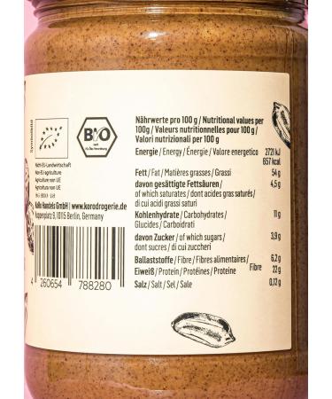 KoRo - Organic Peanut Butter with Skin 500g - Particularly Intense - 100% Roasted Peanuts - No Added Sugar - Buy Online on GoSupps.com