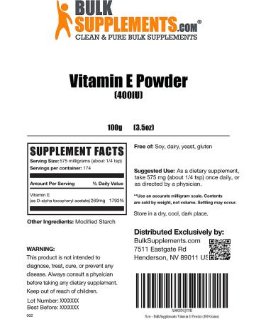 Vitamin E Powder - Vitamin E for Skin - Vegan Vitamin E - Vitamin E for Dogs - Natural Vitamin E - Vitamin E for Hair - Vitamin Powder (100 Grams oz) Ounce (Pack of 1) Vitamin E Powder - Vitamin E for Skin - Vegan Vitamin E - Vitamin E for Dogs - Natural Vitamin E - Vitamin E for Hair - Vitamin Powder (100 Grams oz) Ounce (Pack of 1)