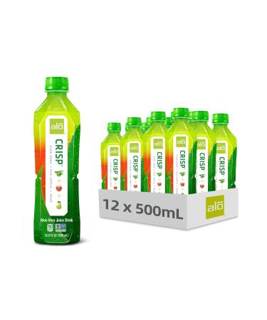 ALO Aloe Vera Juice Drink | CRISP - Pomegranate + Cranberry | 16.9 fl oz, Pack of 12 | Plant-Based Drink with Real Aloe Pulp Crisp (Fuji Apple + Pear) 16.9 Fl Oz (Pack of 12)