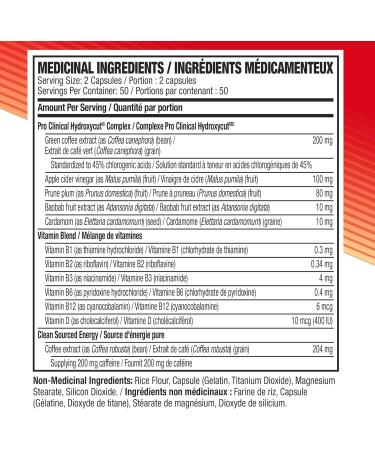 Hydroxycut Pro Clinical Weight Loss Supplements with Apple Cider Vinegar Burn Calories & Get Naturally Sourced Energy 50 Servings (100 Pills) - Buy Online on GoSupps.com