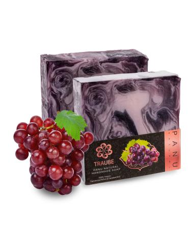 Panu soap grape - vegan shower soap for all skin types - natural soap as a fixed shower gel and solid shampoo - Premium soap bar - Natural shower chunk as a fixed shower gel grape 110 g (1 Pack)