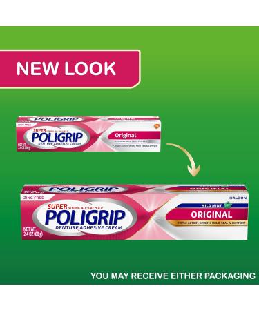 Super Poligrip Original Denture Adhesive Cream - 2.4 oz (Pack of 4) | Zinc-Free Denture Cream - Buy Online on GoSupps.com