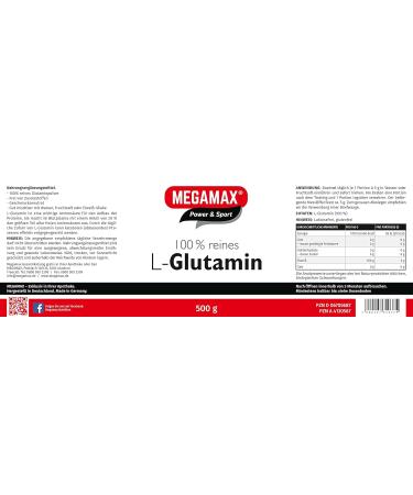 MEGAMAX L-Glutamine Powder | Optimal Muscle Building & Recovery | Best for Post-Workout Regeneration - International Shipping Available - Buy Online on GoSupps.com