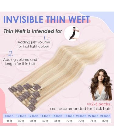 Elailite Clip in Hair Extension Real Human Hair Remy Natural Hair - 8 Pieces (Thin Weft) Full Head Straight - #18/613 Ash Blonde Mix Bleach Blonde - 10 Inch (50 g) 10 Inch (50 g) #18/613 Ash Blonde Mix Bleach Blonde - Buy Online on GoSupps.com