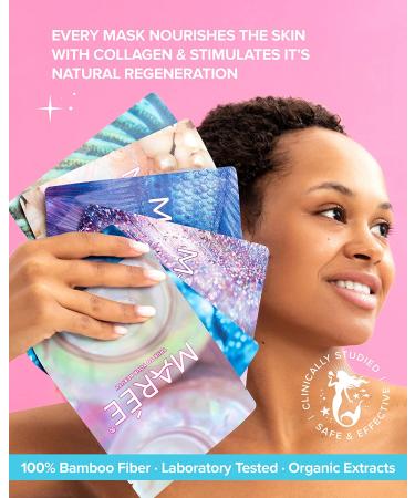 MAREE Anti-Aging Facial Masks with Natural Pearl Extract, Marine Collagen & Hyaluronic Acid - 6 Pack for Wrinkles, Dry Skin & Firming - Skin Care Sheet Masks - Buy Online on GoSupps.com