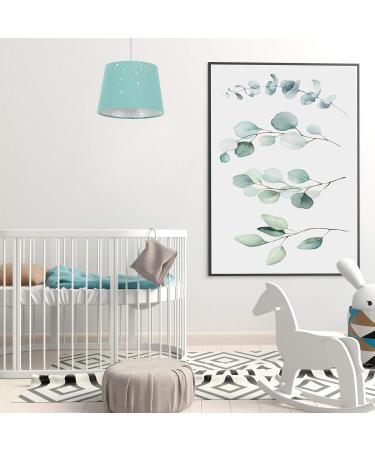 Relaxdays Children's Room Lamp - Starry Sky Hanging Lampshade for Boys & Girls | E27 Mint Fabric Shade - Buy Online on GoSupps.com