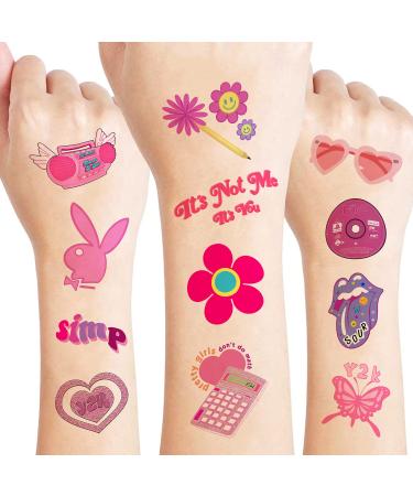 8 Sheets (96PCS) Y2K 2000 Temporary Tattoos for Teen Girls  Birthday Party Decorations Supplies Party Favors 00s Pink Cute Gifts Classroom School Prizes Themed Christmas - Buy Online on GoSupps.com