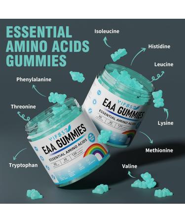 EAA Gummies 120 Count - Blue Raspberry 8000 mg Essential Amino Acids Non-GMO Gluten Free Vegetarian Friendly | All 9 EAAs & BCAAs - Buy Online on GoSupps.com