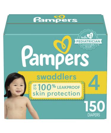 Diapers Size 4, 150 Count - Pampers Swaddlers Disposable Baby Diapers, (Packaging May Vary) ONE Month Supply (Size 4) Size 4 (150 Count)