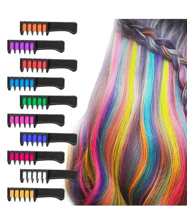 BATTOP 10PCS Hair Chalk Comb Temporary Bright Hair Color Cream for Girls Kids Women Gifts for Halloween Makeup Birthday Washable