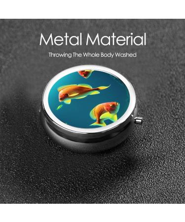 Marine Fishes Printed Mini Round Pill Box | 3 Compartment Medicine Organizer | Portable Travel Pill Case for Home & Office - Buy Online on GoSupps.com