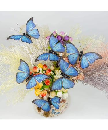 Morpho Butterfly Feather Butterflies on Picks - Set of 12 Halloween & Thanksgiving Decorations - Buy Online on GoSupps.com
