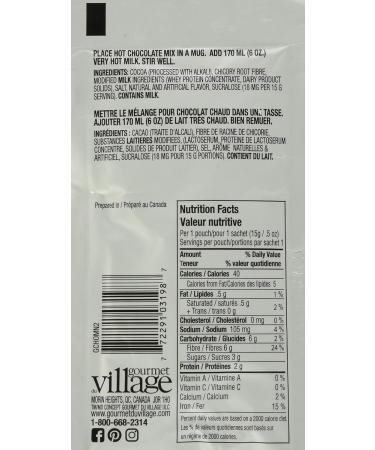 Gourmet du Village Hot Chocolate No Sugar Added Candy Cane 15Grams Chocolate 15 g (Pack of 1) - Buy Online on GoSupps.com