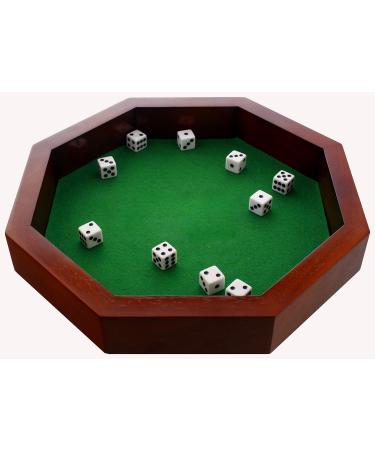 FUN+1 TOYS! 11.75-Inch Octagonal Wooden Dice Tray - Dice Included