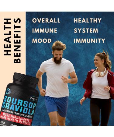 11in1 Graviola Soursop Leaves Capsules 9450mg - 5 Months Supply with Elderberry, Turmeric, Ginger & More - Mood, Immune & Body Health - 150 Vegan Capsules - Buy Online on GoSupps.com