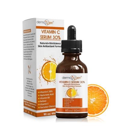 Dermaxgen 30% Vitamin C Serum for Face, Hyaluronic Acid & Vitamin E - Natural & Organic Anti Wrinkle & Skin Rejuvenator Moisturizer Vitamin C for All Skin - Anti Aging Serum (1 FL OZ) 1 Fl Oz (Pack of 1)