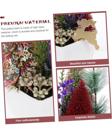 HOMSFOU 2pcs Christmas Simulation Potted Plant Artificial Plant for Desk Decor Festival Potted Plant Adornment Fake Christmas Plants with Fake Flowers Plastic Sisal Tree Outdoor Office Goldenx2pcs 21X11cmx2pcs - Buy Online on GoSupps.com