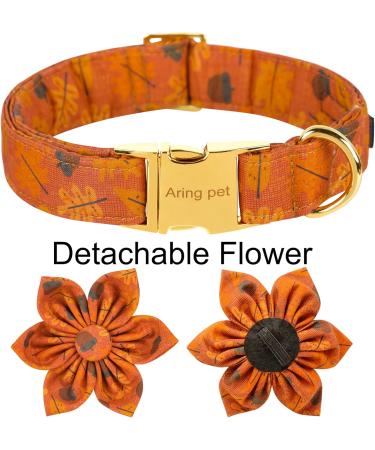 Aring Floral Dog Collar with Maple Leaf - Stylish Cotton Pet Collar for Small Medium & Large Dogs | Perfect Gift for Autumn - Buy Online on GoSupps.com