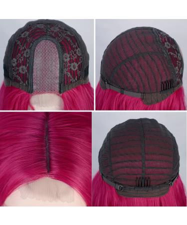 24 inch Hot Pink Cosplay Long Curly Wig - Heat Resistant Synthetic Lace Wig for Women - Perfect for Halloween, Christmas, and New Year Parties - Buy Online on GoSupps.com