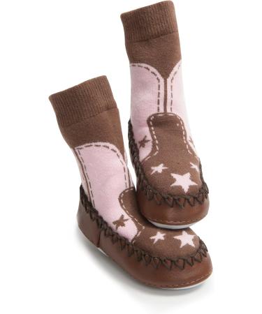 Mocc Ons Cowgirl Slipper Socks (12-18 Months) - Washable Leather Sole - Buy Online on GoSupps.com