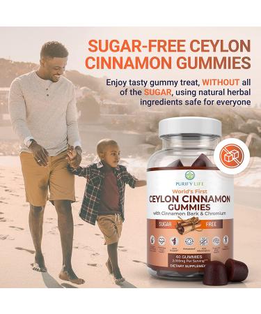 Sugar-Free Ceylon Cinnamon Gummies 2000mg/Serving for Lower Blood Sugar & Joint Pain - Vegan & Gluten-Free Supplement with Brain Health Benefits - Buy Online on GoSupps.com