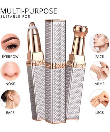 2-in-1 Rechargeable Eyebrow Trimmer & Facial Hair Removal Razor for Women | Painless with LED Light | Ideal for Face, Lips, Nose | Portable & Easy to Use - Buy Online on GoSupps.com