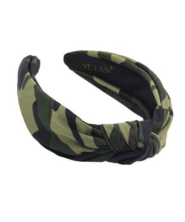YETASI Green Headband is Chic. Camo Headbands for Women Win Compliments Knotted Headband for Women Made of Non Slip Material for Your Comfort Green Black