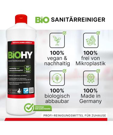 Biohy Sanitary Cleaner 10L | Organic Bathroom Cleaner | Extra Strong Against Urine & Lime | Fresh Strawberry Fragrance | International Shipping Available - Buy Online on GoSupps.com