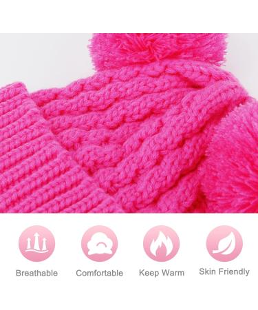 Baby Girls Double Pom Pom Bobble Hat - Toddler Winter Beanie | Kids Knitted Beanie Cap in Red | Boys Girls 1-6Y - Buy Online on GoSupps.com