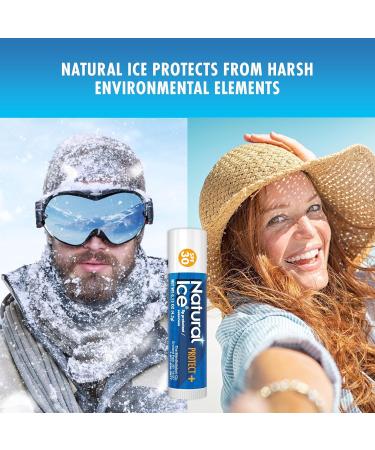 Mentholatum Natural Ice Protect+ Broad Spectrum SPF 30 Medicated Lip Balm 0.15 Ounce (Pack of 2) - Buy Online on GoSupps.com