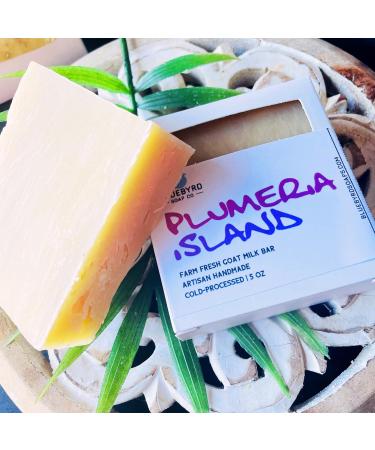 Bluebyrd Plumeria Goat's Milk Soap Bar | Natural Cold Process Floral Scented Soap | Chemical Free Women's Body Soap - Rich Farm Fresh Goat Milk - Buy Online on GoSupps.com