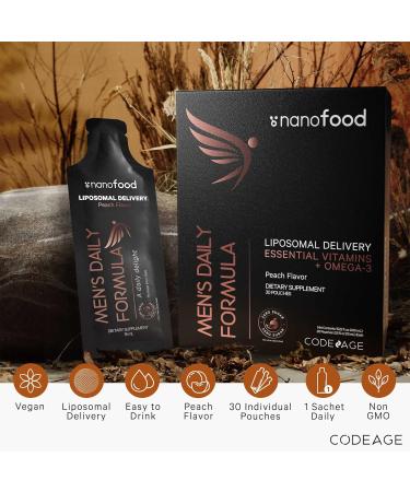 Codeage Daily Men Liquid Vitamins Supplement Liposomal Multivitamin A, B, C, D, E, Biotin, Omega-3 & Omega-9 Sugar-Free 30 Servings - 15.22 Oz - Buy Online on GoSupps.com