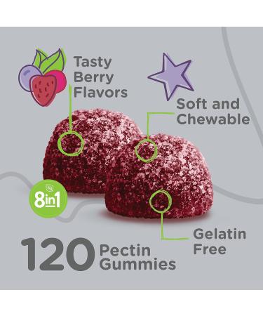 Kids 8-in-1 Immune Health Support Gummies with Probiotics Vitamin C, D3, B12, B6, Zinc, Elderberry, Selenium 120 Count Pack for Children Berry Flavored Dietary Supplement - Buy Online on GoSupps.com