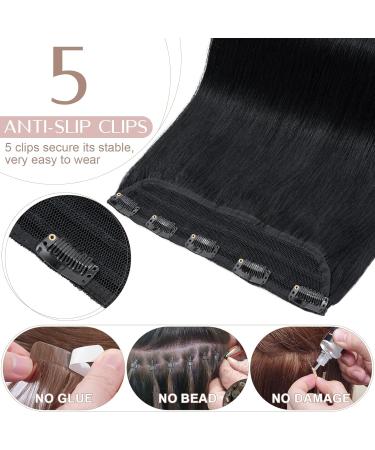 SEGO Hair Part Clip in Extensions - Real Thick Human Hair #1 Smooth Black 1 Tresse 5 Clips 18 (45cm) 90g - Buy Online on GoSupps.com