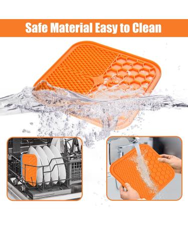 Buy Aiqinu Large Lick Mat Set for Dogs & Cats - 2 BPA-Free Leak Mats with Suction Cups | Slow Feeder for Baths Training & Fur Care | Orange & Blue - Buy Online on GoSupps.com