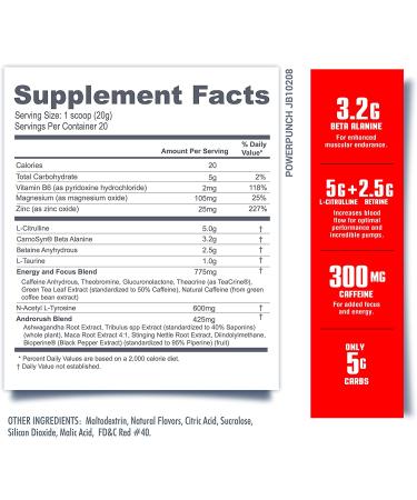 Betancourt Nutrition B-NOX Androrush Reloaded Pre-Workout and Testosterone Enhancer | Extra-Energy | Extra-Strength | Concentrated | Power Punch | 14.1 Ounce | 20 Servings - Buy Online on GoSupps.com