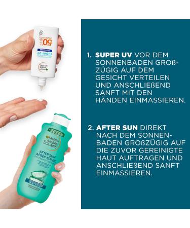 Garnier Sun Care Set | Super UV Protection Fluid LSF 50+ & After Sun Lotion | Ambre Solaire Cooling Body Milk - High Sun Protection - Buy Online on GoSupps.com